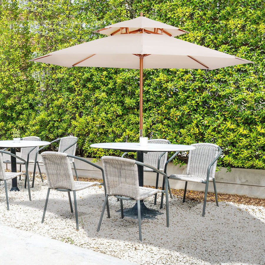 2.7m Elegant Wooden Frame Parasol Umbrella - Beige