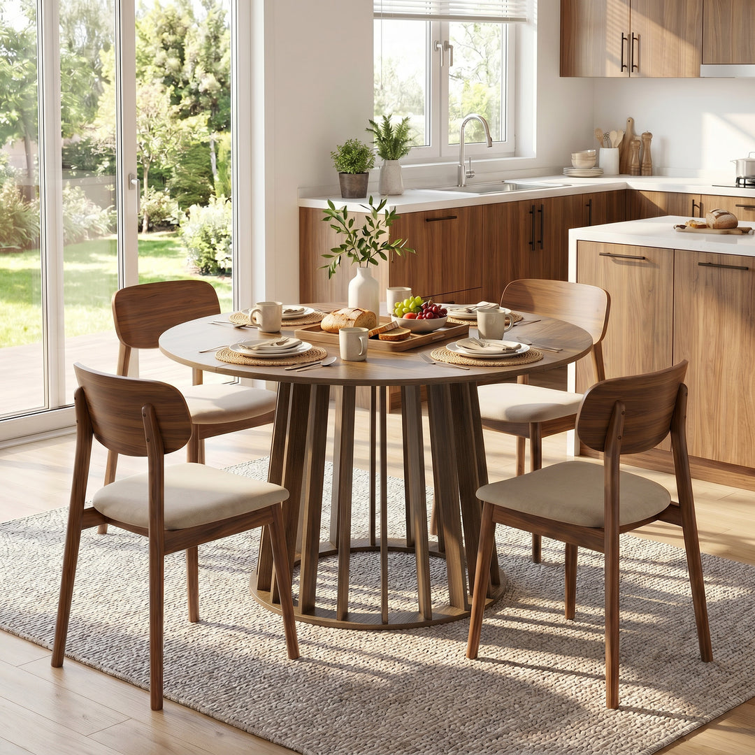 Dining Table for 4-6 People Modern Kitchen Table with Slatted Base 120