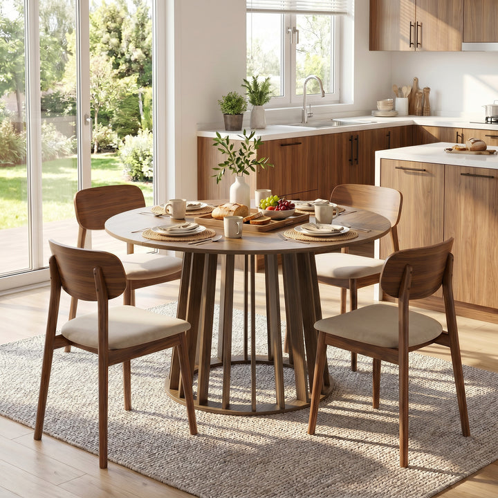 Dining Table for 4-6 People Modern Kitchen Table with Slatted Base 120
