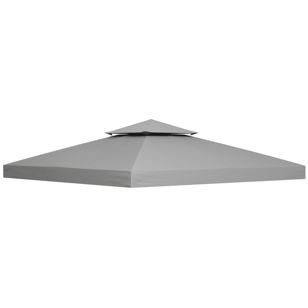 3(m) Gazebo Top Cover Double Tier Canopy Replacement Pavilion Roof Light Grey