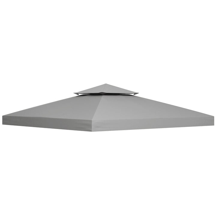 3(m) Gazebo Top Cover Double Tier Canopy Replacement Pavilion Roof Light Grey