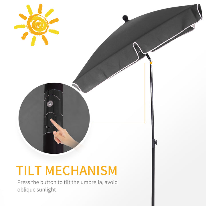 Outsunny Aluminium Sun Umbrella Parasol Patio Garden Rectangular Tilt 2M x 1.25M | Aosom UK