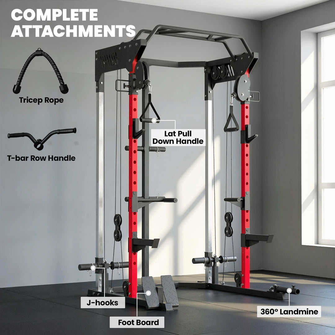 Power Cage, Power Rack with Adjustable Cable Pulley System, Pull-Up - view 6