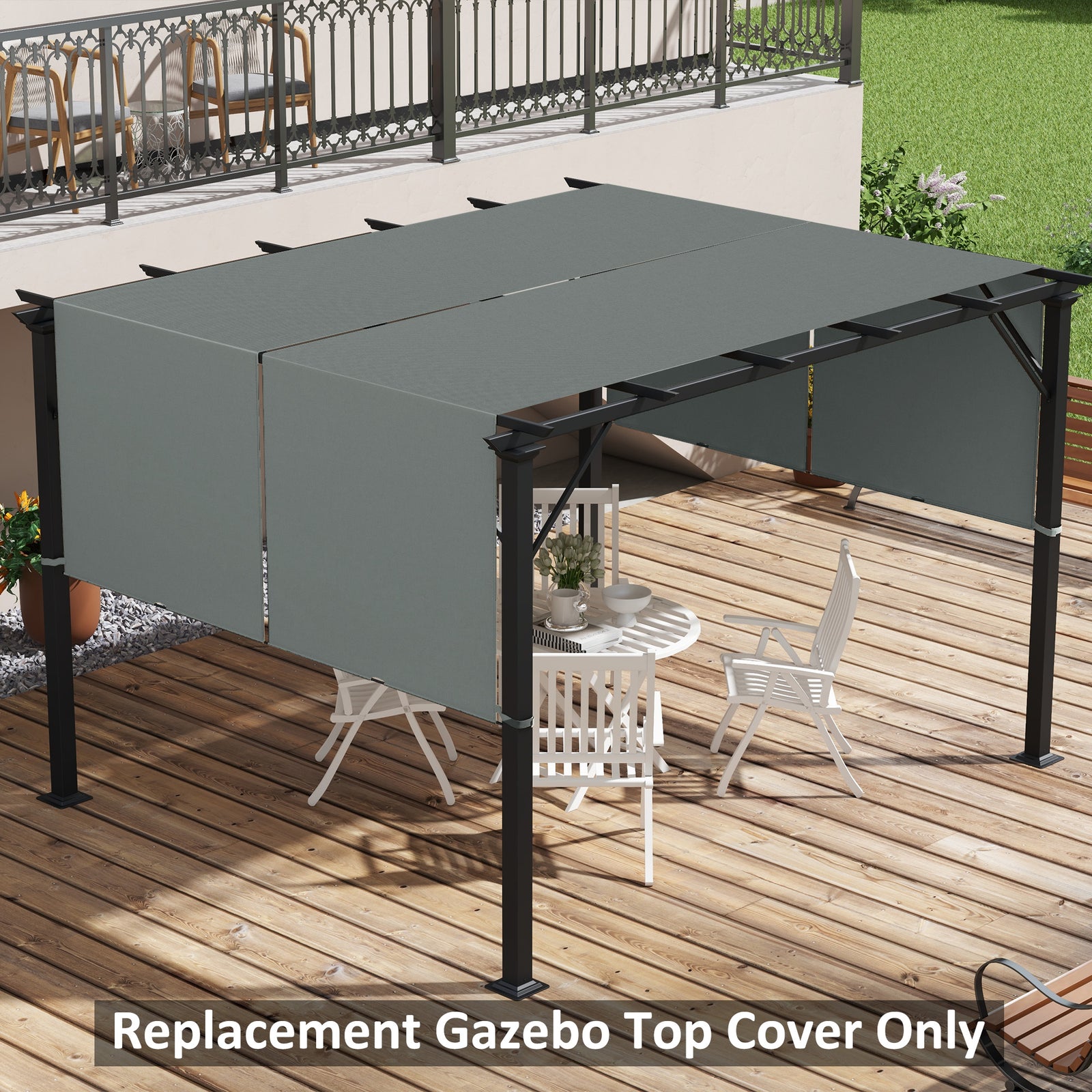 2 Pcs UV Protection Pergola Replacement Canopy, Pergola Shade Cover, Easy to Install, for 3 x 3(m) Pergola, Dark Grey