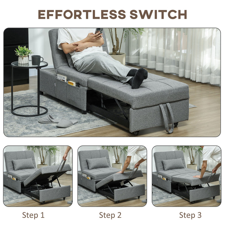 Four-In-One Single Sleeper Chair - Dark Grey