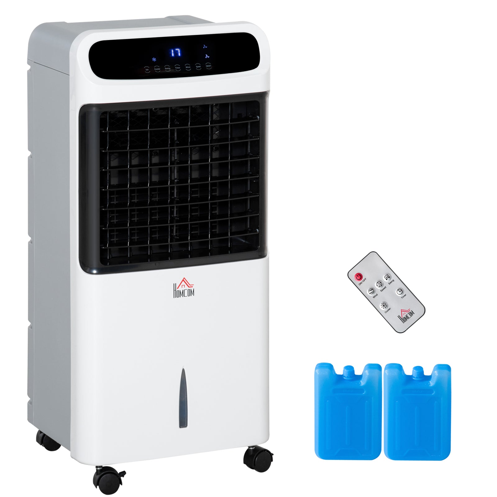 Mobile Air Cooler, 12L Tank Evaporative Ice Cooling Fan Water Conditioner Humidifier Unit with 3 Modes, 3 Speed, Remote, Timer, Oscillating for Home Bedroom