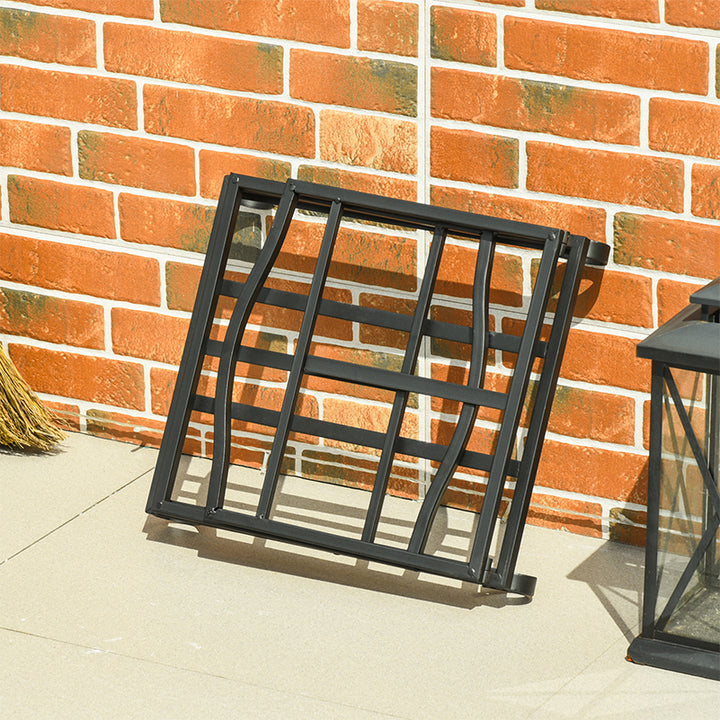Metal Firewood Log Holder Indoor Outdoor Folding Firewood Rack Fireplace Wood Storage Shelf w/ Scrolls, Rust-Resistant, Black, 48L x 34W x 37Hcm
