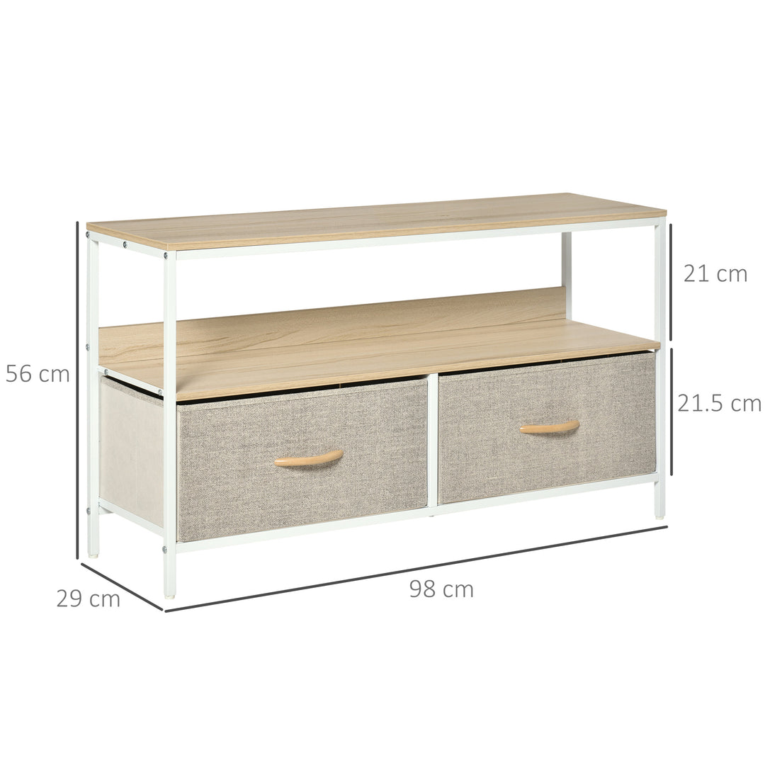 TV Stand Cabinet with 2 Foldable Drawers - Maple Colour
