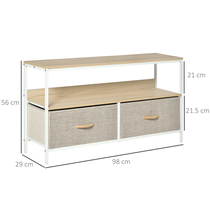 TV Stand Cabinet with 2 Foldable Drawers - Maple Colour