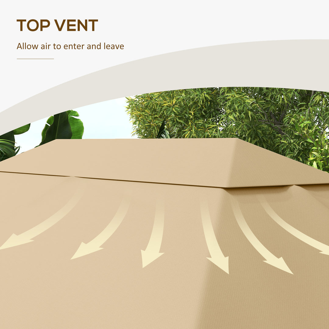 3 x 4m Gazebo Canopy Replacement Cover, Gazebo Roof Replacement (TOP COVER ONLY), Khaki