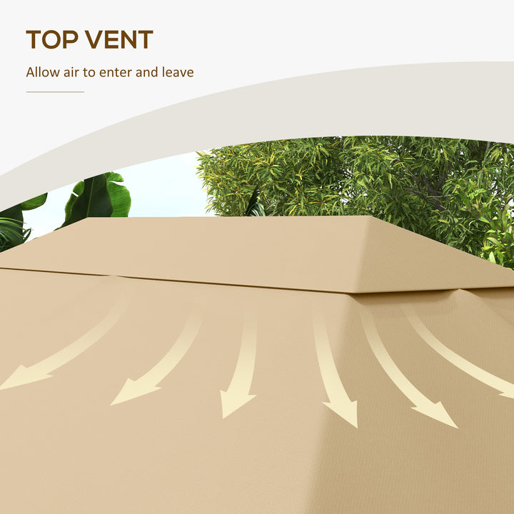 3 x 4m Gazebo Canopy Replacement Cover, Gazebo Roof Replacement (TOP COVER ONLY), Khaki