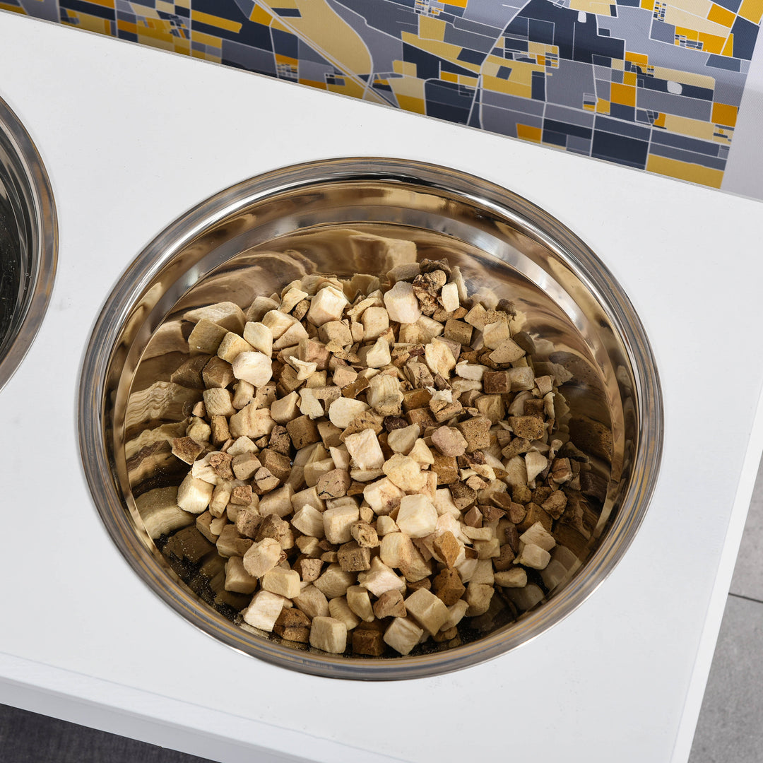 MCL Raised Dog Feeding Bowls with Stand, Stainless Steel for  Extra Small and Small Dog, 44L x 24W x 15H cm - White