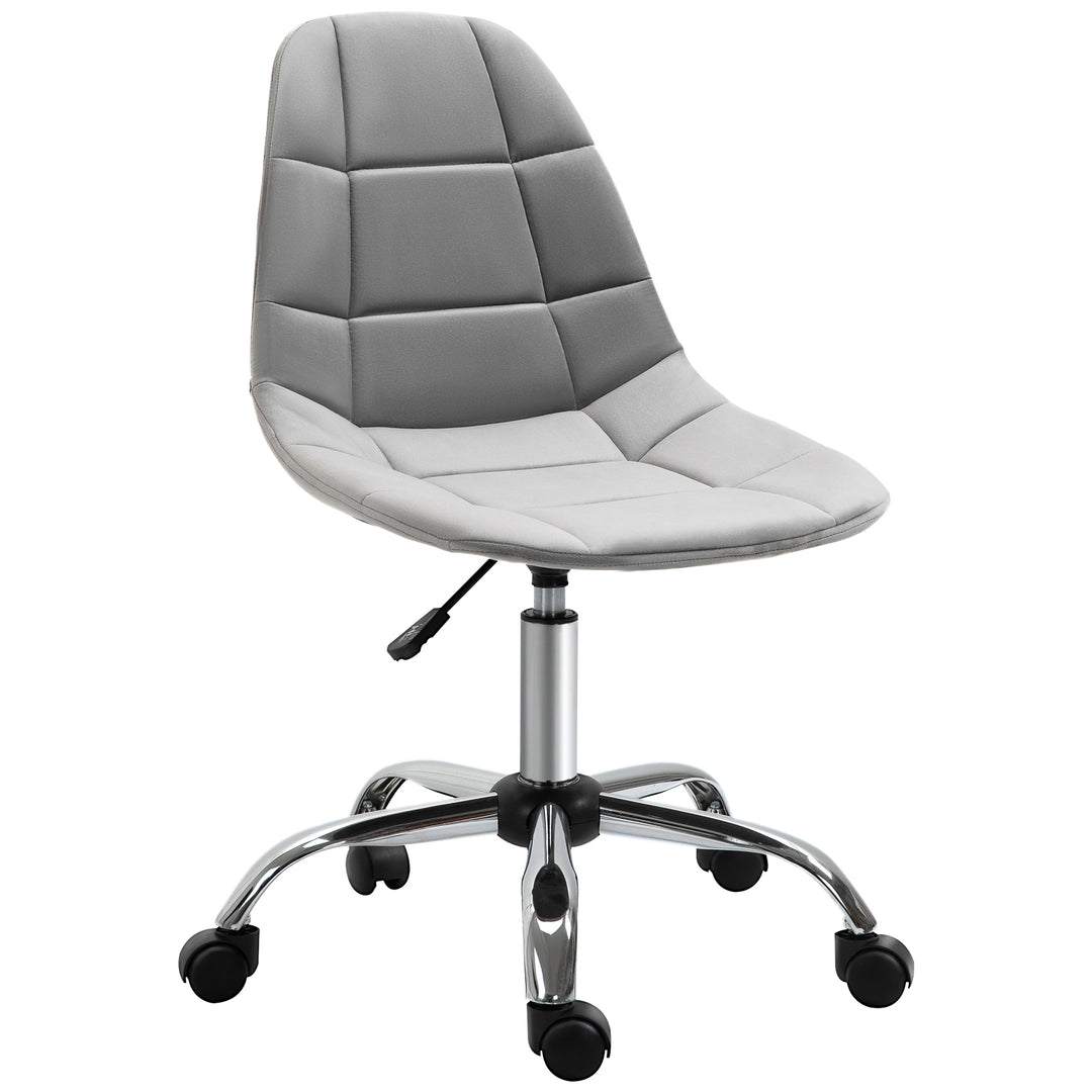 MCL Ergonomic Office Chair with Adjustable Height and Wheels Velvet Executive Chair Armless for Home Study Bedroom Grey