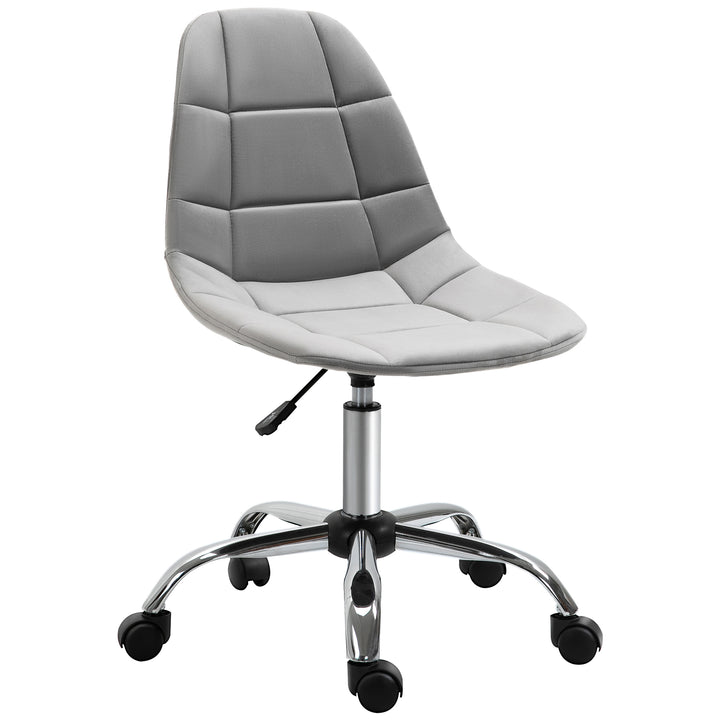 MCL Ergonomic Office Chair with Adjustable Height and Wheels Velvet Executive Chair Armless for Home Study Bedroom Grey