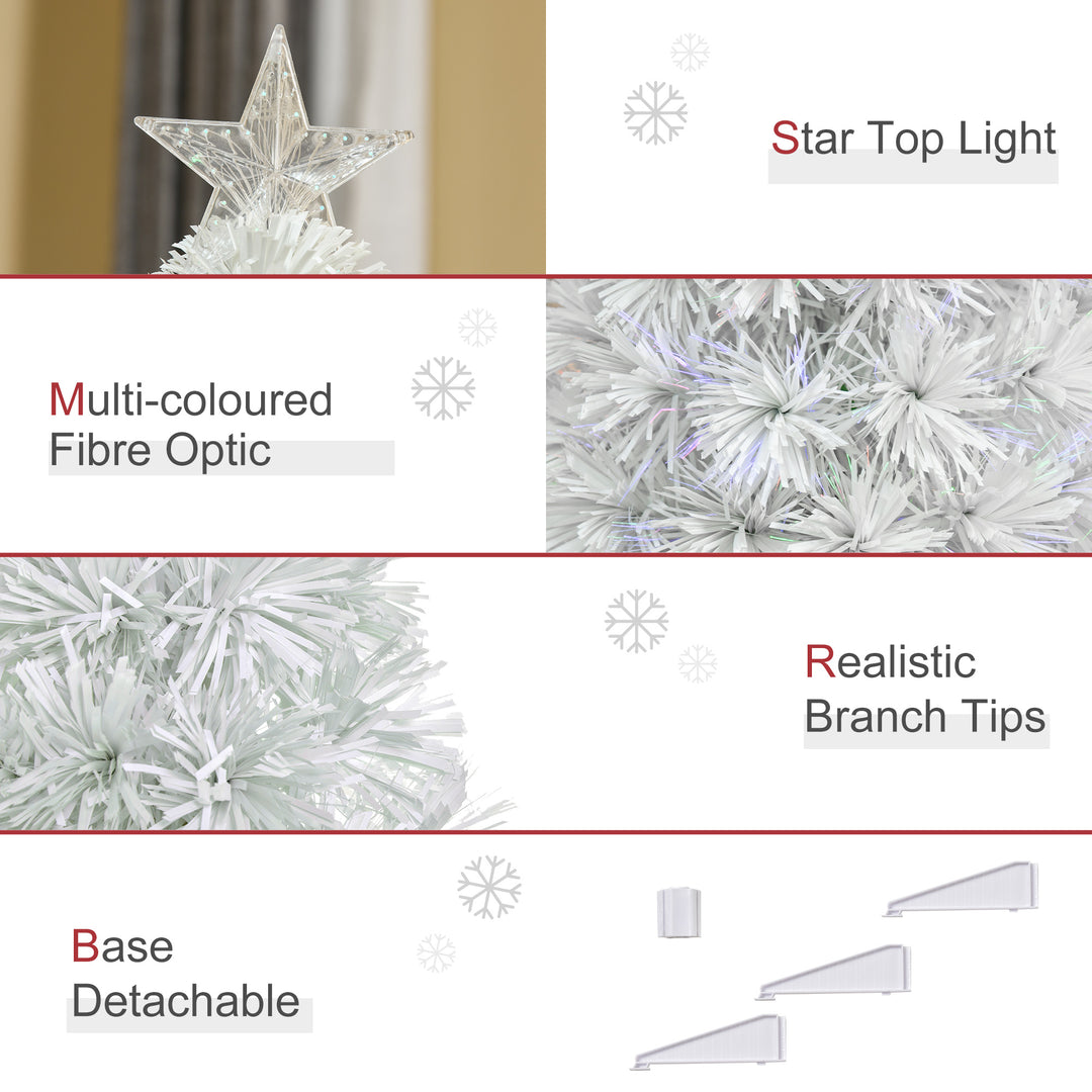 MCL 2.5FT Prelit Artificial Tabletop Christmas Tree with Fibre Optics Holiday Home Xmas Decoration for Table and Desk, White