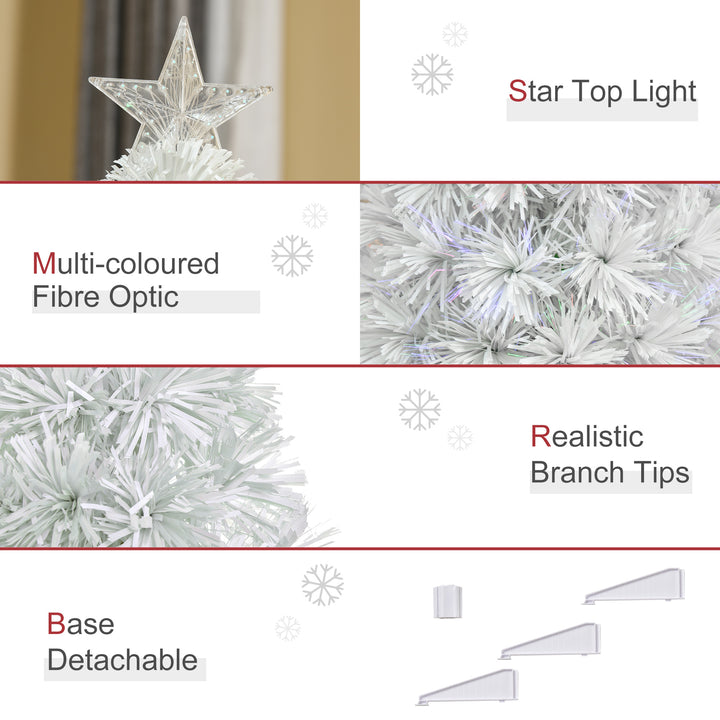 MCL 2.5FT Prelit Artificial Tabletop Christmas Tree with Fibre Optics Holiday Home Xmas Decoration for Table and Desk, White