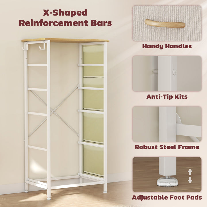 Chest of Five Fabric Drawers - Beige