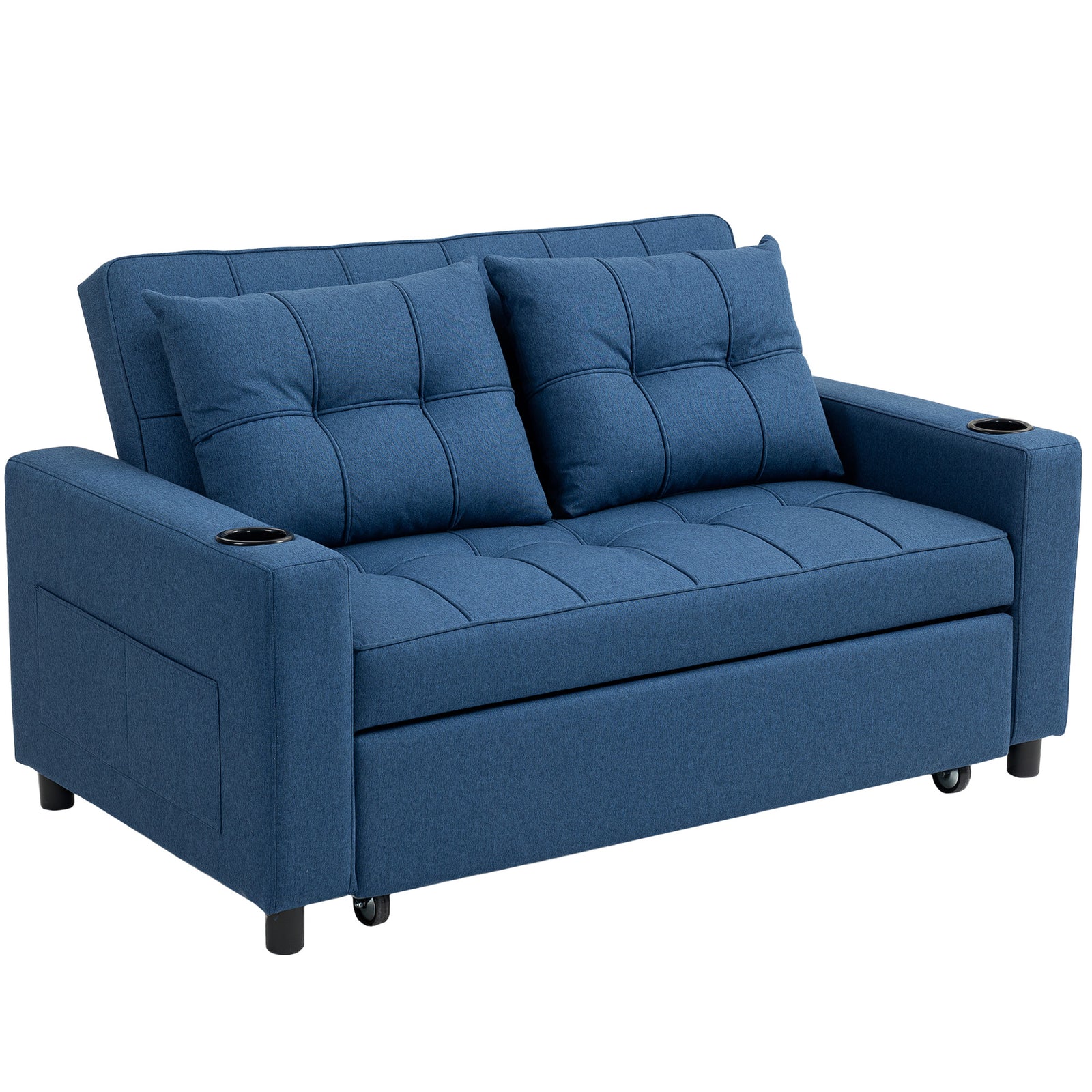 Two-Seater Pull-Out Sofa Bed - Dark Blue