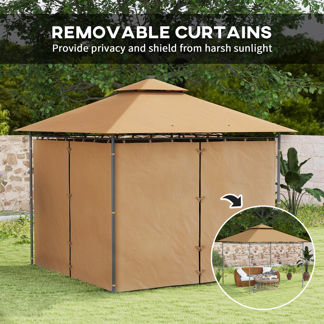 3 x 3 m Solar LED Metal Gazebo - Brown
