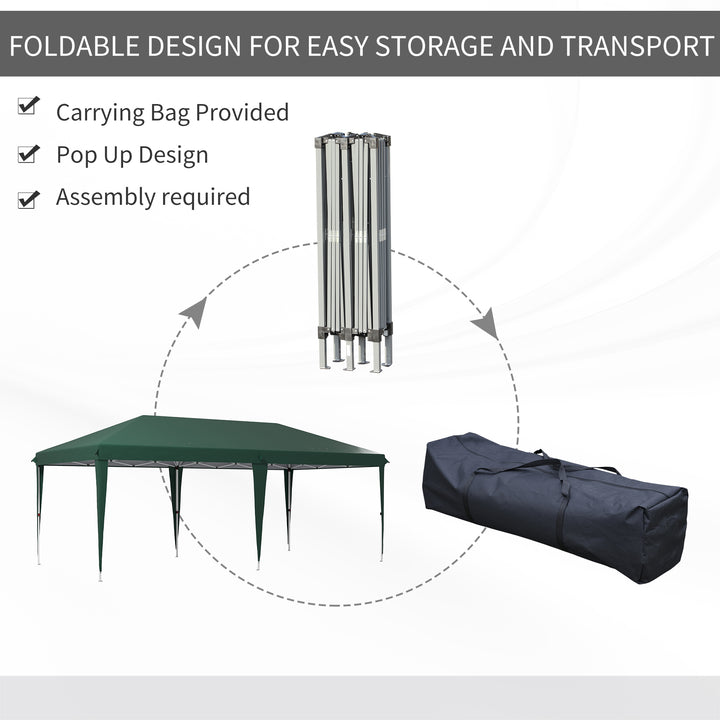 6 x 3 m Pop-Up Steel Frame Gazebo - Green