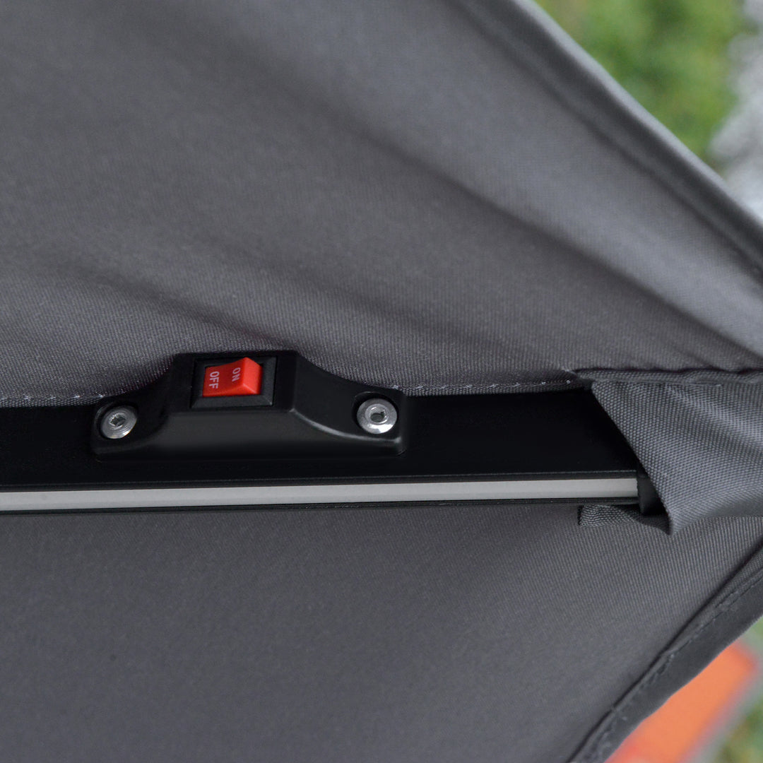 3m LED Light Overhanging Parasol - Grey
