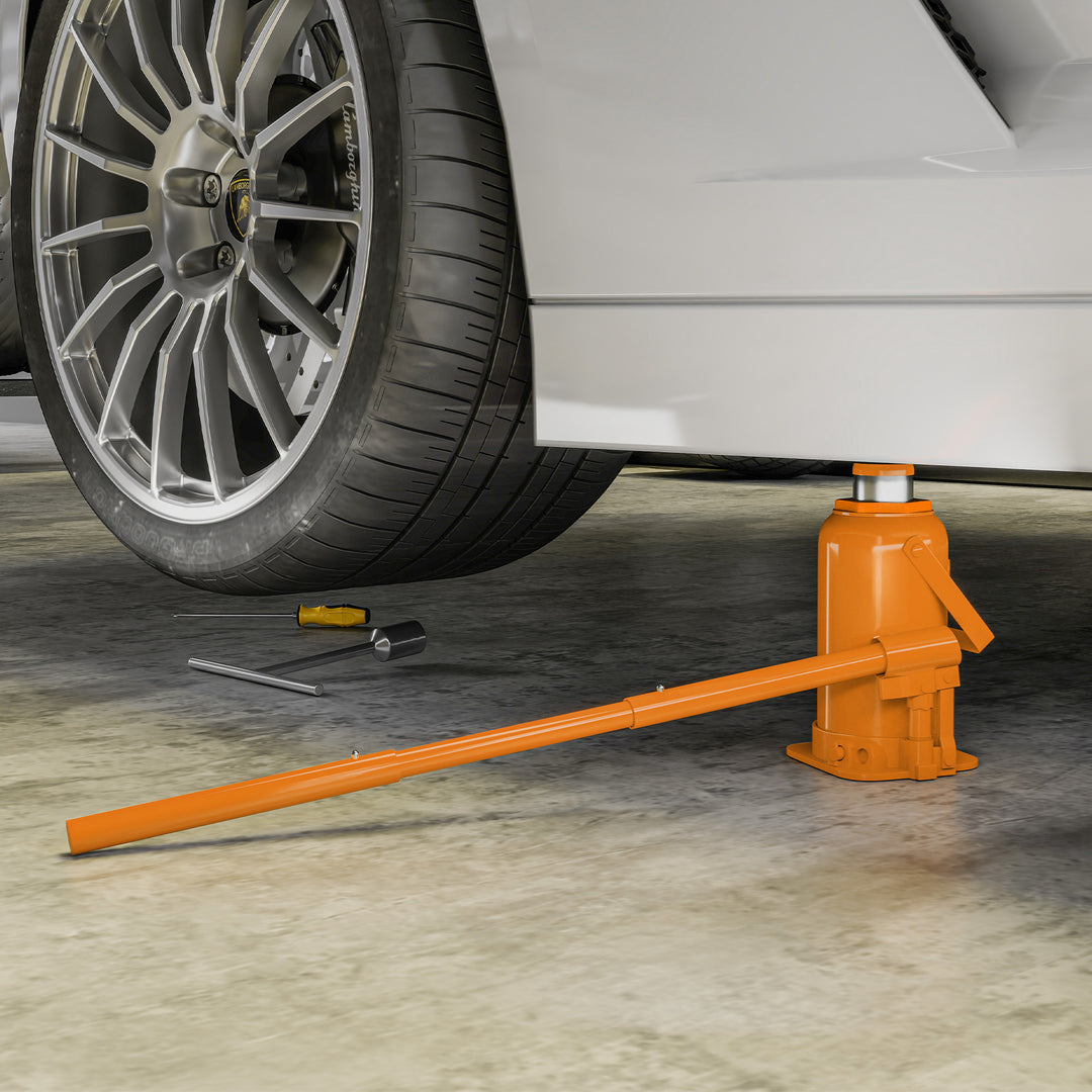 12 Tonne Hydraulic Bottle Jack with 19-37 cm Lifting Range, Heavy Duty Portable Compact Car Jack Lift with Saddle and 3 Section Handle for Pickup, Truck, Auto Repair Maintenance, Orange