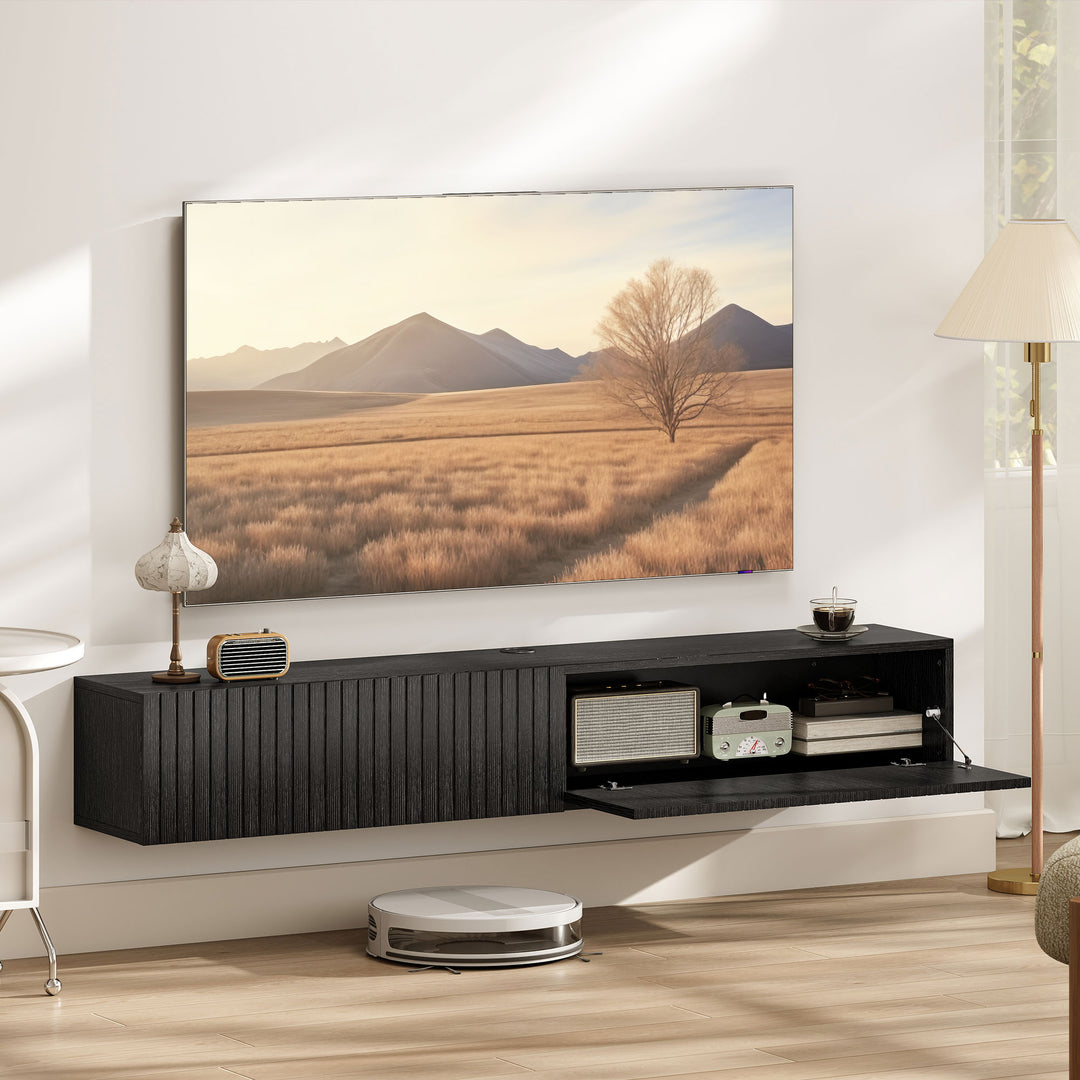 140cm Floating TV Stand, Wall Mount TV Unit with Cable Management Hole