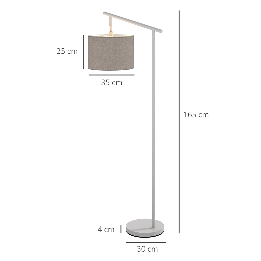 Metal Frame Floor Lamp with 350 Degree Rotating Lampshade, for Living Room and Bedroom, LED Bulb Included, Grey
