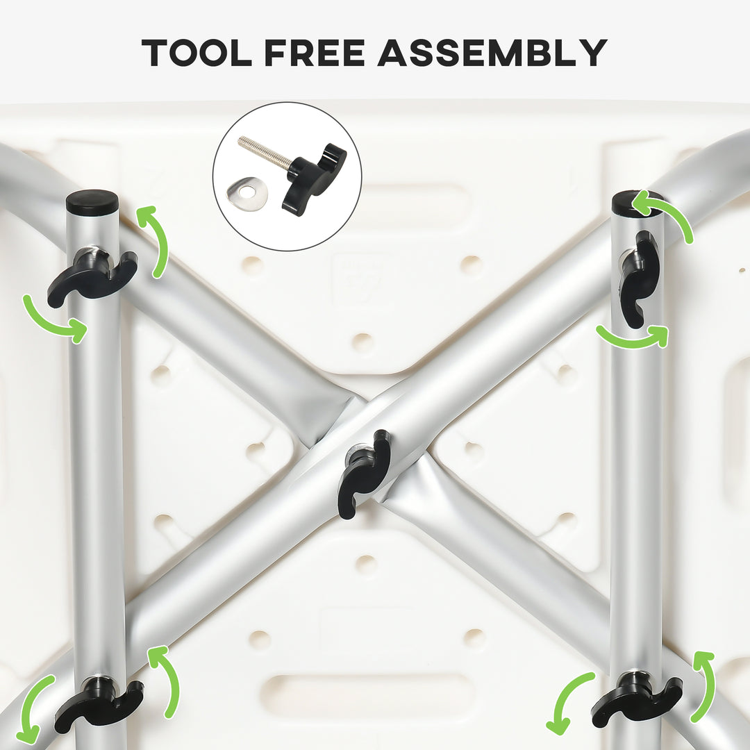 MCL Shower Stool with Backrest, Height Adjustable Shower Chair with Anti-slip Foot Pads, Shower Head Holder, Green