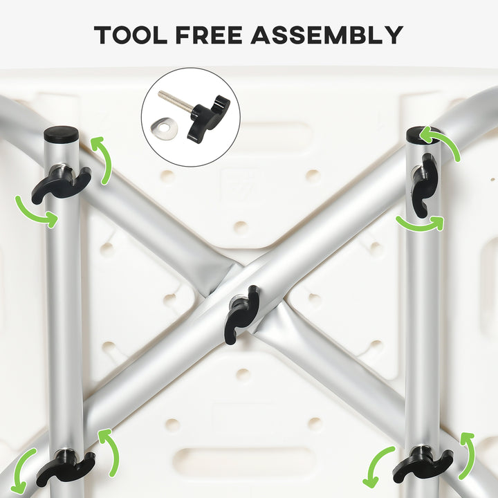 MCL Shower Stool with Backrest, Height Adjustable Shower Chair with Anti-slip Foot Pads, Shower Head Holder, Green
