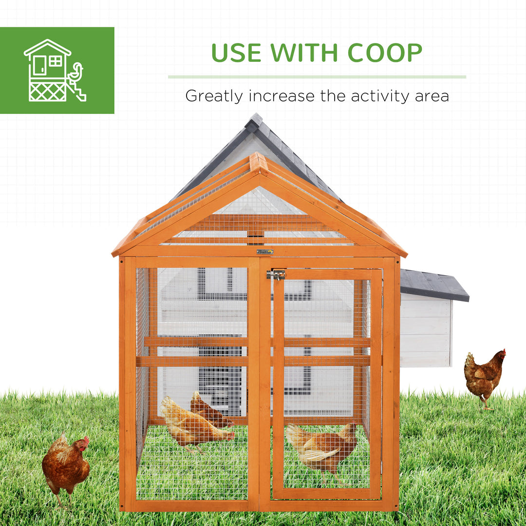 PawHut Chicken Run Coop, Wooden Chicken House for 1-3 Chickens, Hen House Duck Pen Outdoor w/ Combinable Design, Orange