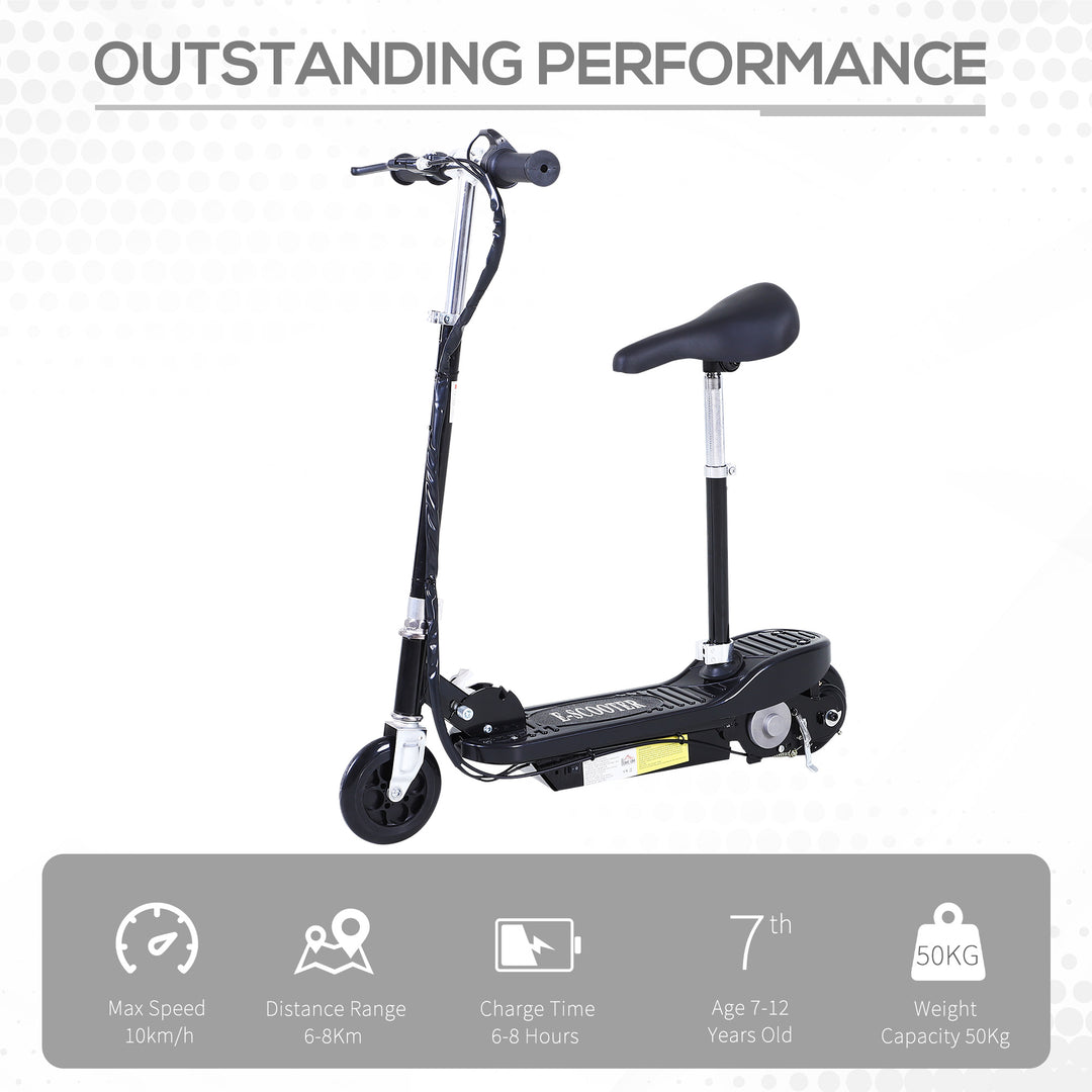 Powered E-Scooter Ride-On, with Brakes, Adjustable Seat, Adjustable Handlebars, Black