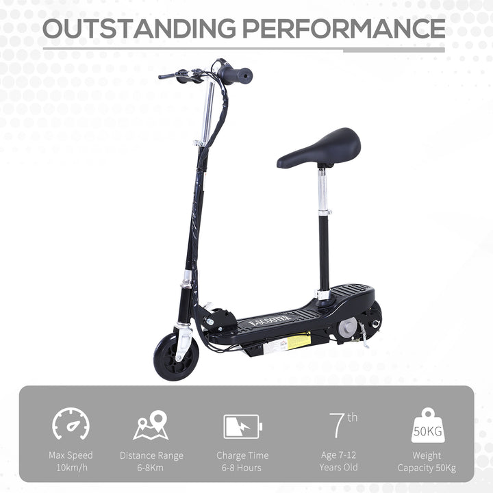 Powered E-Scooter Ride-On, with Brakes, Adjustable Seat, Adjustable Handlebars, Black