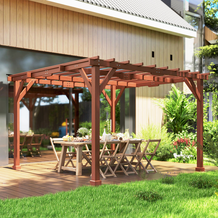 3.3 x 3.3 m Wooden Pergola Kit, Graden Pergola Gazebo Grape Trellis with Stable Structure for Climbing Vines, Flowers