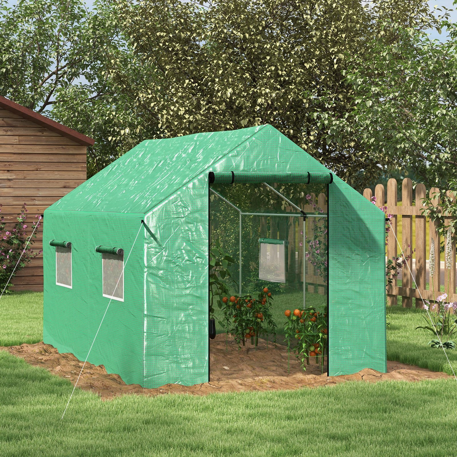 Polyethylene Walk-in Polytunnel Greenhouse, 2 x 3(m), Green