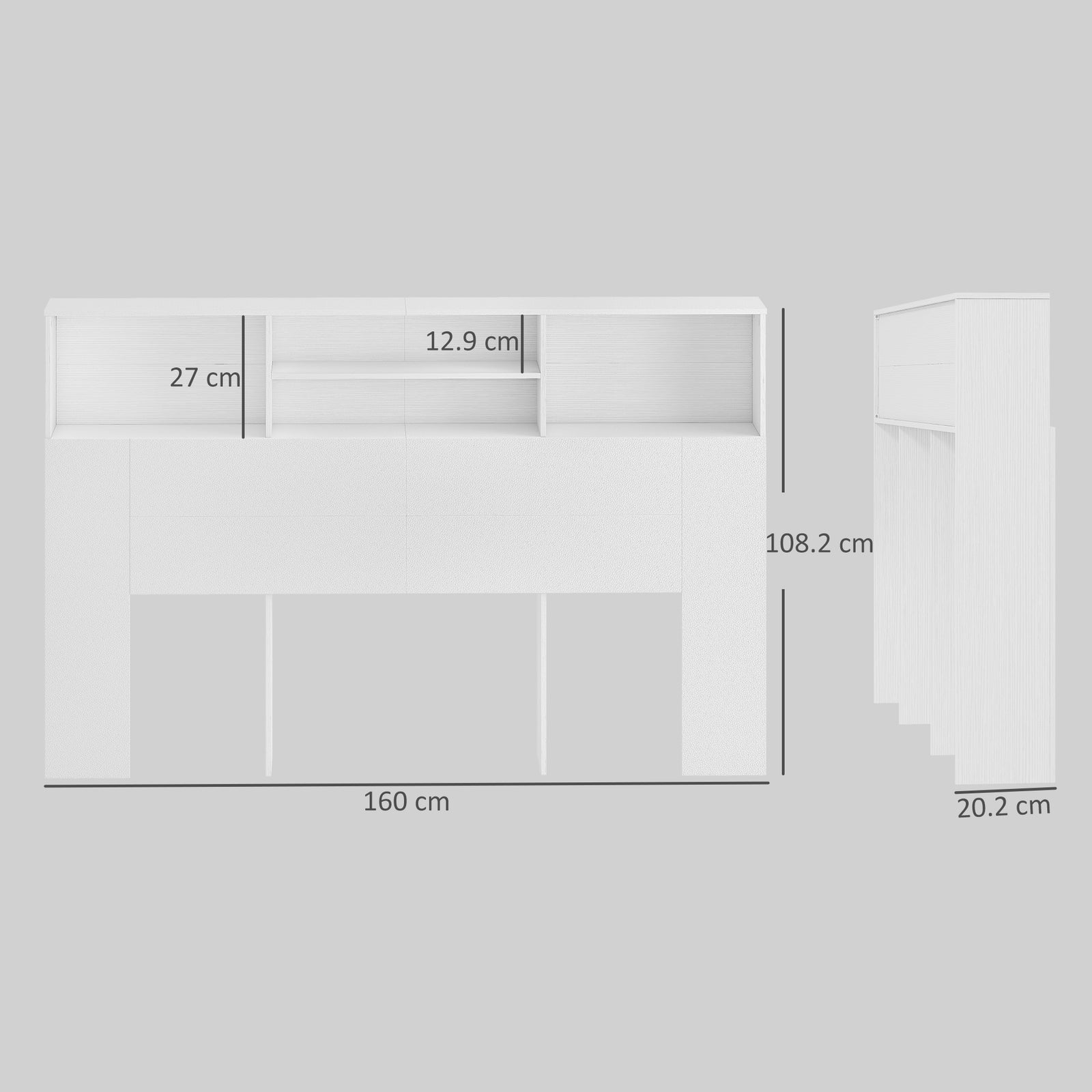 King-Size Headboard with Storage, Freestanding Bed Headboard with 4 Op