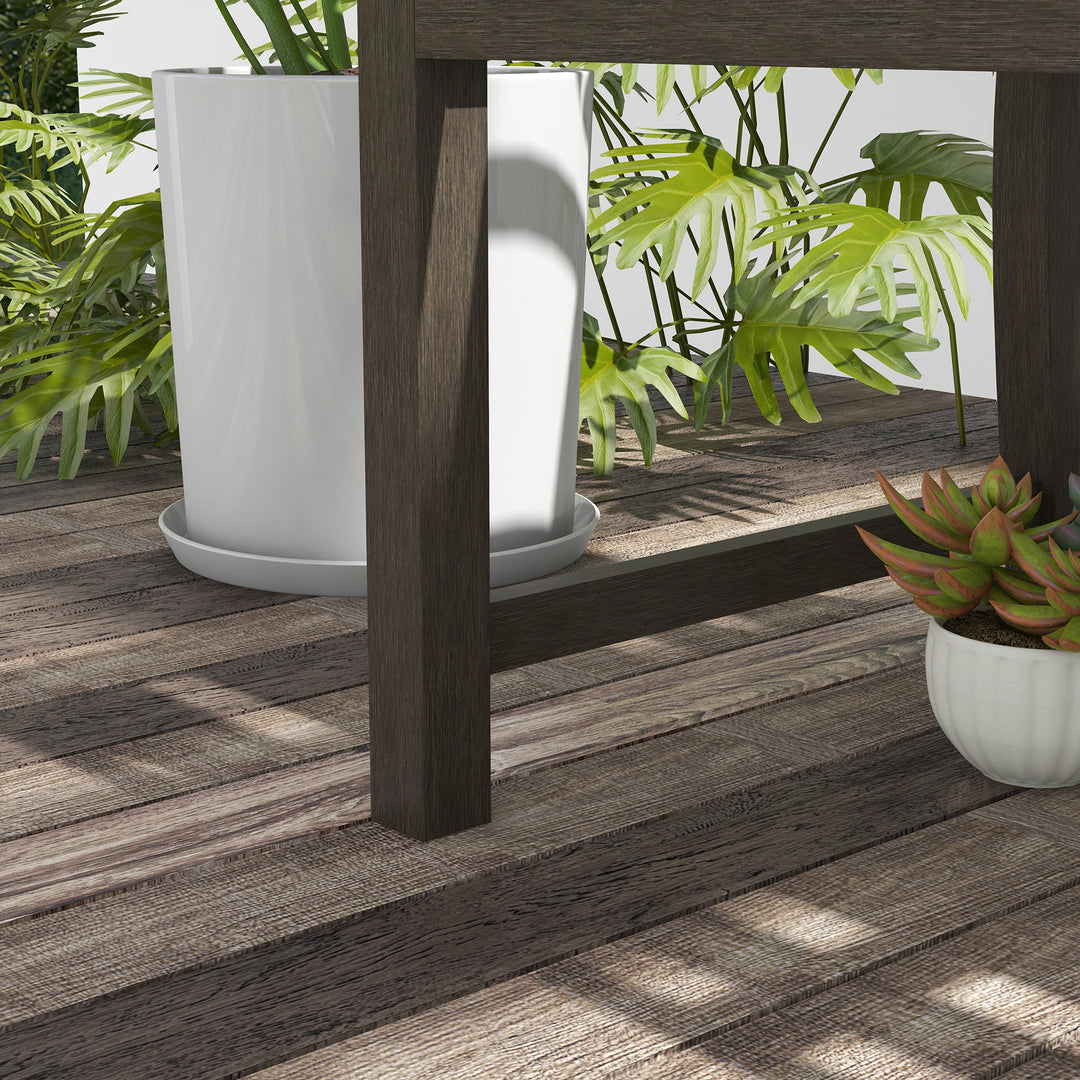 Two-Seater Simple Metal Bench - Brown