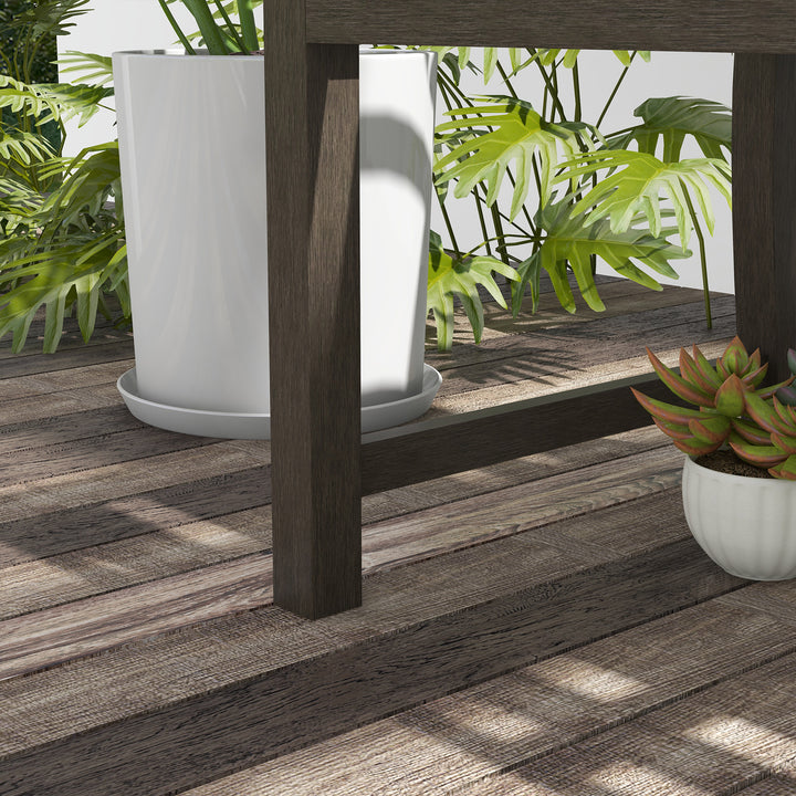 Two-Seater Simple Metal Bench - Brown