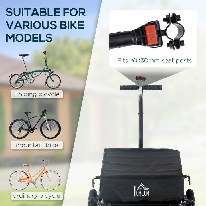 HOMCOM Bicycle Trailer Cargo Jogger Luggage Storage Stroller with Towing Bar - Black