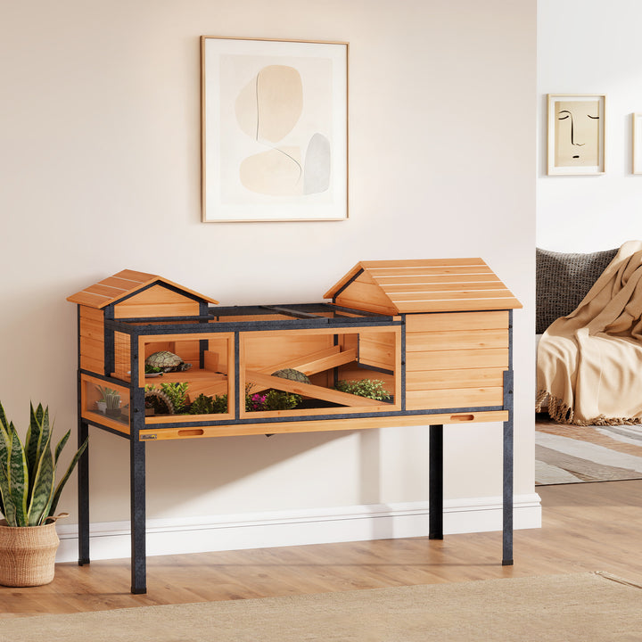 Wooden Tortoise House with Stand Legs, Clear Observation Windows - view 2