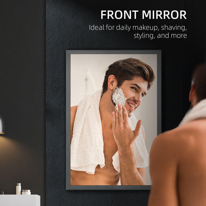 Bathroom Cabinet with Mirror, Wall Mounted Bathroom Mirror Cabinet with Storage Shelves, 40 x 12 x 60 cm, Black