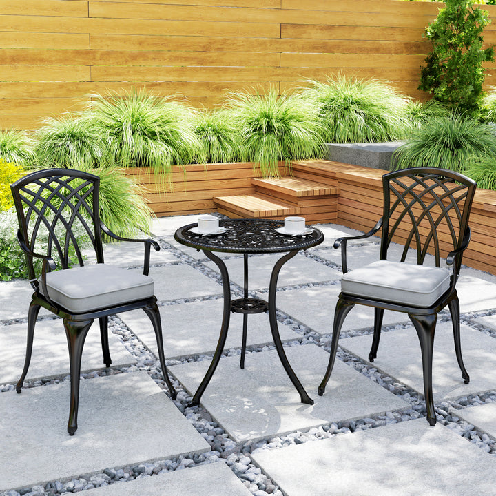 Three-Piece Cast Aluminium Bistro Set - Black