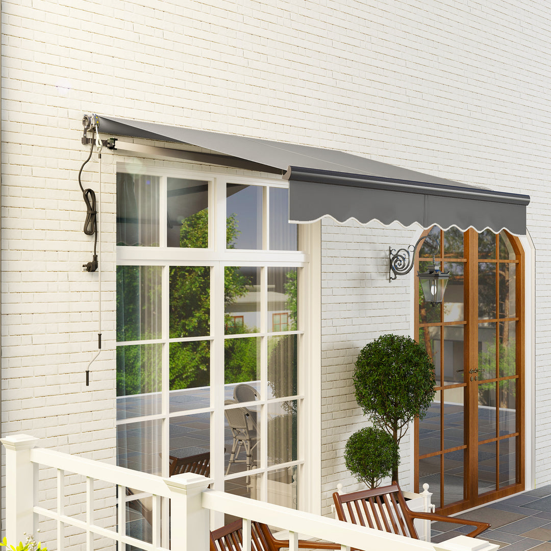 2.5 x 2m Electric Awning with Remote Controller, Aluminium Frame DIY Retractable Awning, UV30+ Sun Shade Canopy for Garden Patio Deck Door Window, Dark Grey