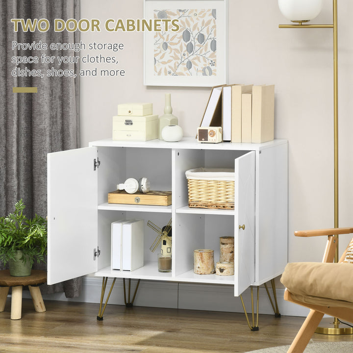 HOMCOM Slim Sideboard Cabinet, Storage with Golden Hairpin Legs 3