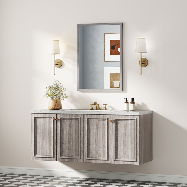 Wall Bathroom Mirror, 50 x 70 cm Wall-Mounted Mirror for Living Room, 