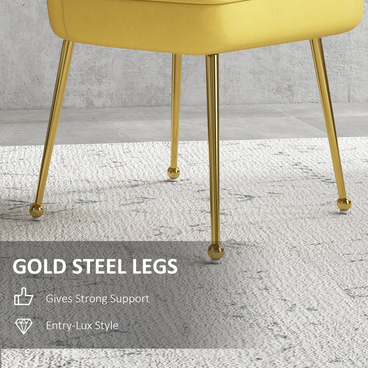 Set of 2 Velvet-Feel Shell Accent Chair - Yellow