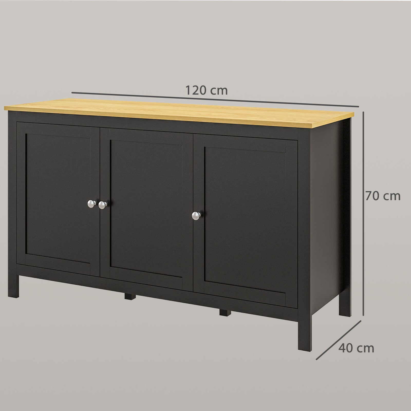 Sideboard, Buffet Cabinet with Doors and Adjustable Shelves for Living