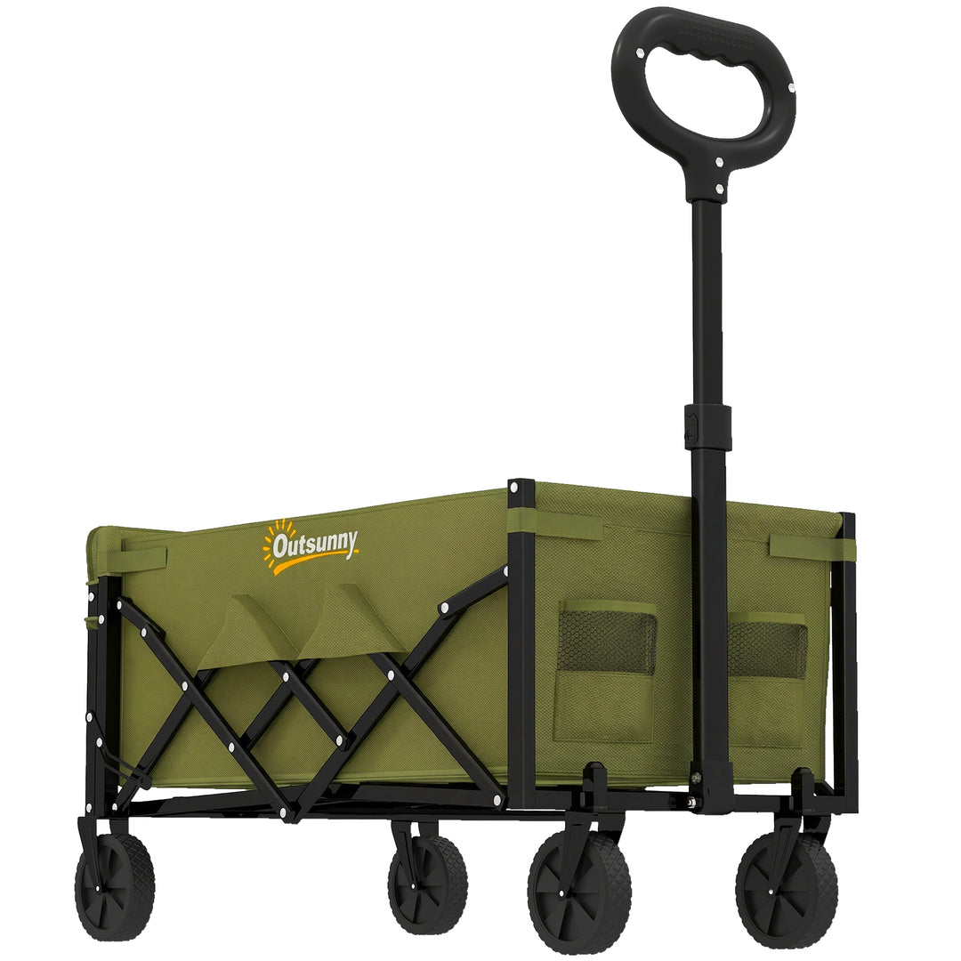 60L Foldable Festival Trolley on Wheels, Collapsible Wagon Cart with D