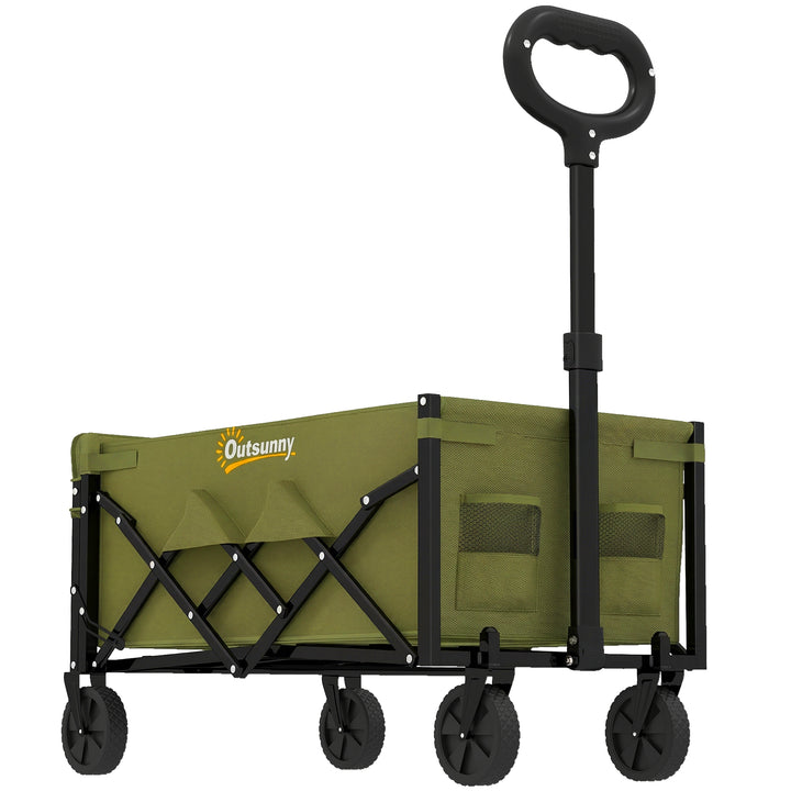 60L Foldable Festival Trolley on Wheels, Collapsible Wagon Cart with D