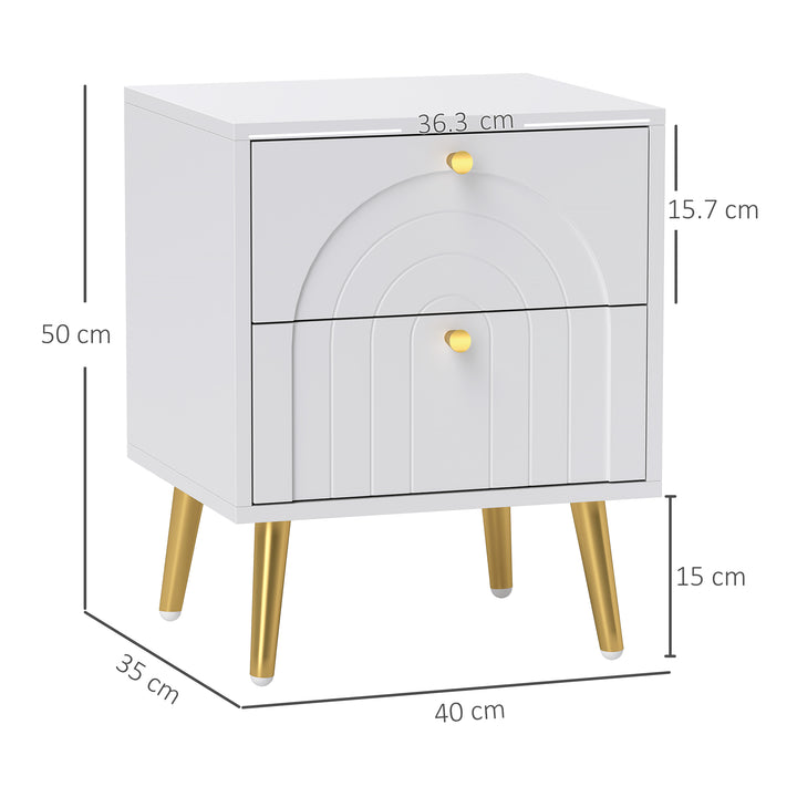 2-Drawer Bedside Table Set of 2 - White